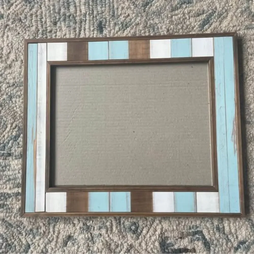 Rustic Wood Picture Frame Blue White Gray Brown Distressed Coastal Decor 18x15